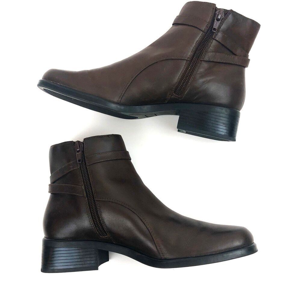 Ipanema Brown Leather Ankle Boots Chelsea Retro Booties 6M Zip Closure 1.5" Heel - Picture 3 of 7